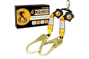 KwikSafety - 6' COBRA Web Twin-Leg Self Retracting Lifeline [NO Tangle Web] Class 1 Retractable SRL Lanyard ANSI OSHA