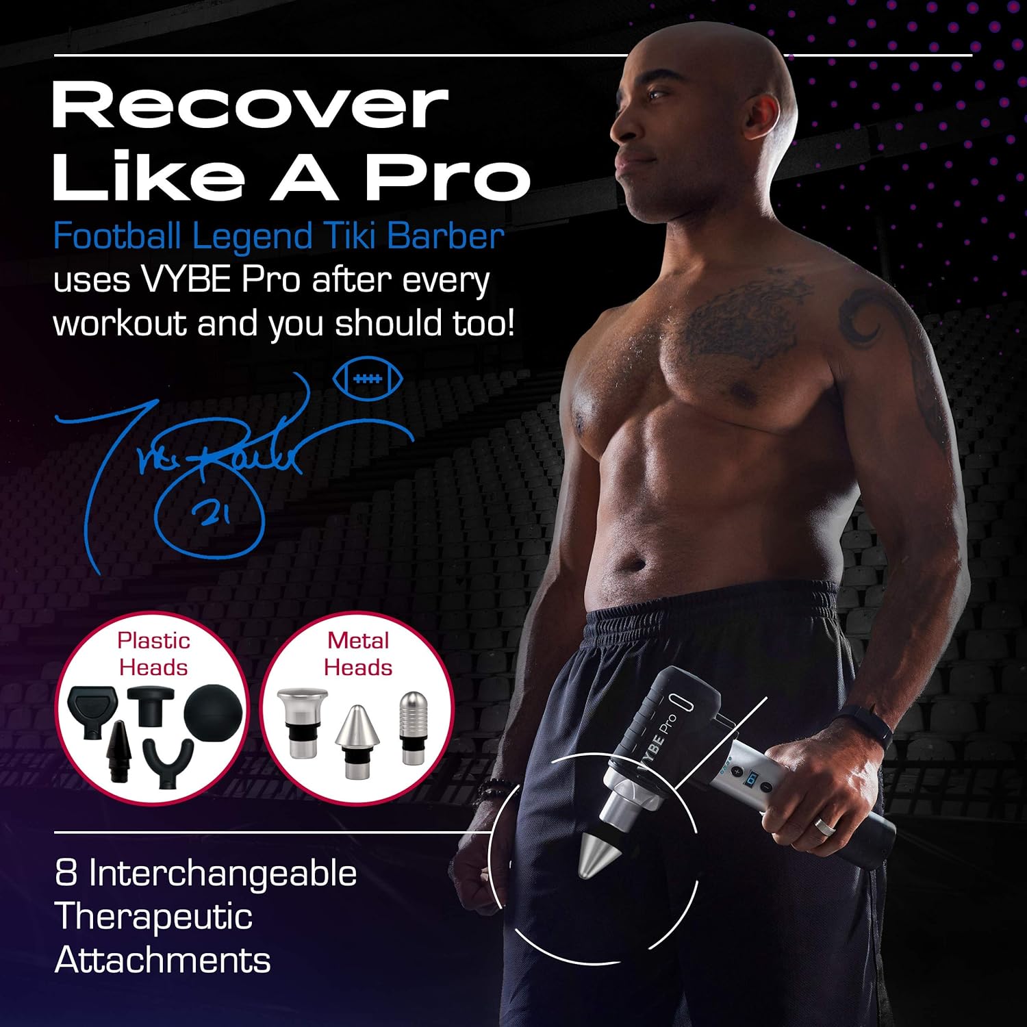 VYBE Percussion Massage Gun - Pro Model -Muscle Deep Tissue Massager -Quiet, Portable, Electric, Hand held, Body Relaxation: Health & Personal Care