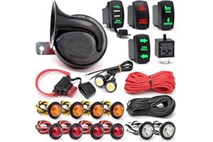 ERCHON Universal ATV UTV Turn Signal Horn Kit,Street Legal Kit for UTV ROV ATV Golf SXS Car with Rocker Switch 2 ports USB Relay Horn Fuse Wire Reverse Light Flasher blinker kit fits most brands