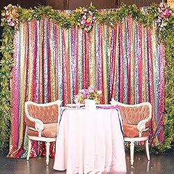DUOBAO Sequin Backdrop Rainbow 7FTx7FT Wedding