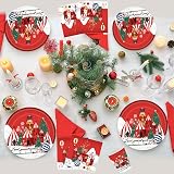 POPOYU 53Pcs Christmas Party Tableware Set for 16 Guests with Tablecloth view 5