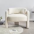 Homtique Modern Accent Chair, Contemporary Designed Upholstered Sherpa Boucle Accent Chair, Comfy Side Chair Lounge Arm Chair for Living Room, Dining Room, Bedroom (Beige)