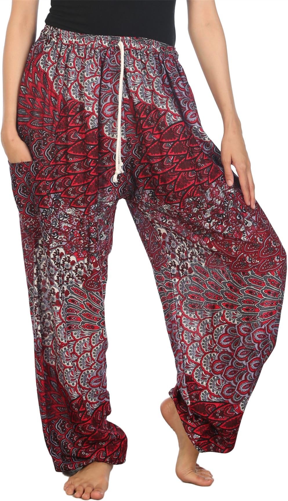 Lofbaz Women's Floral Eye Boho Harem Pants Bohemain Hipster One Size