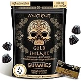 ad hoc 1100mg Gold Shilajit Gummies with Magnesium, Lions Mane, Rhodiola, Grape Seed - Himalayan Shilajit for Men Women, 85+ Trace Minerals & Fulvic Acid, Pure Shilajit for Energy Immune Support,60 Ct