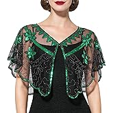 YESSA Women's 1920s Shawl Wraps,Sequin Flapper Evening Shawls for women Gatsby Accessories for Harlem Night