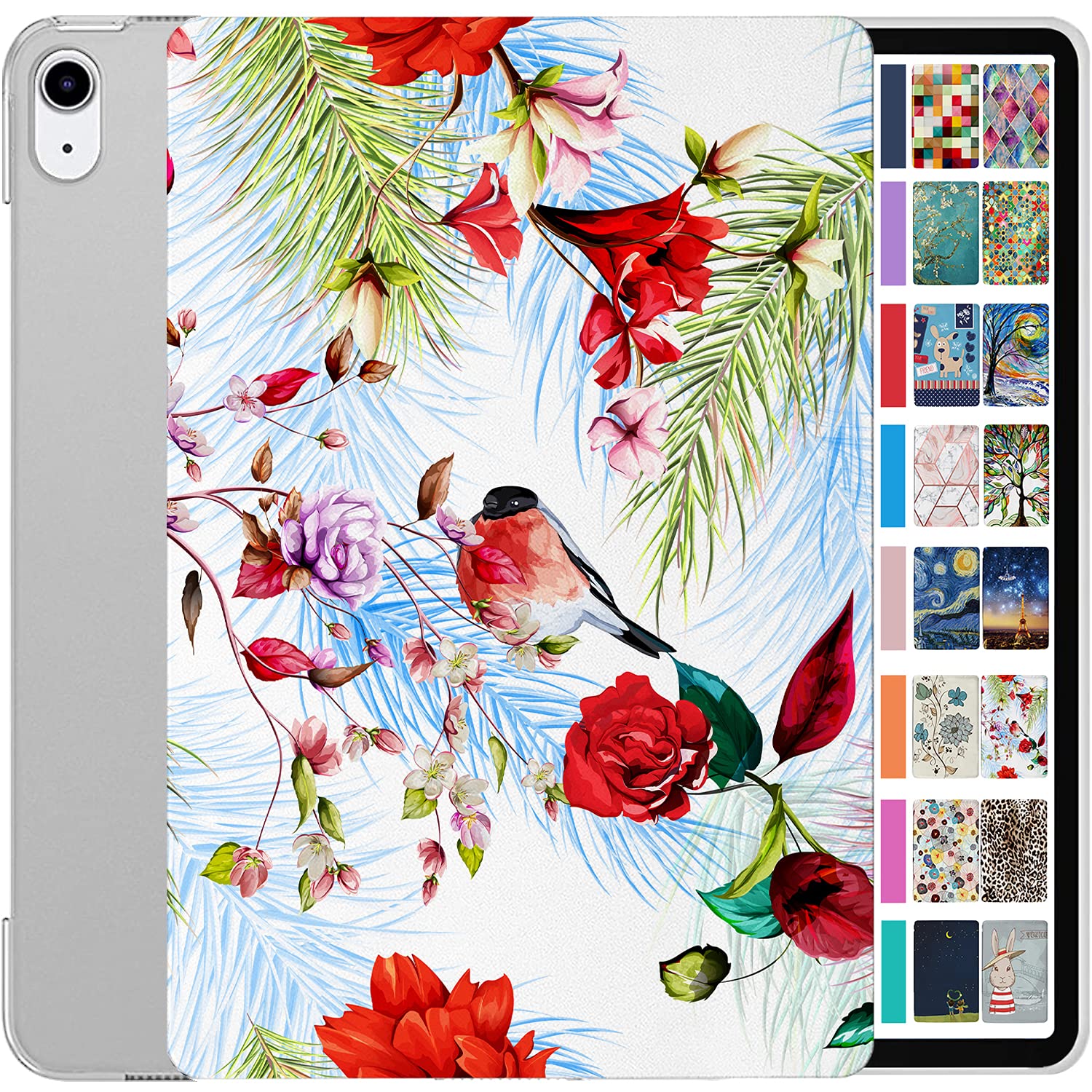 DuraSafe Cases for iPad 10.9 Inch 2022 10 Gen [ 10th Generation ] A2696 A2757 A2777 Printed Slim Hard Shell Protective Stand Cover - Birds & Flowers — image 1