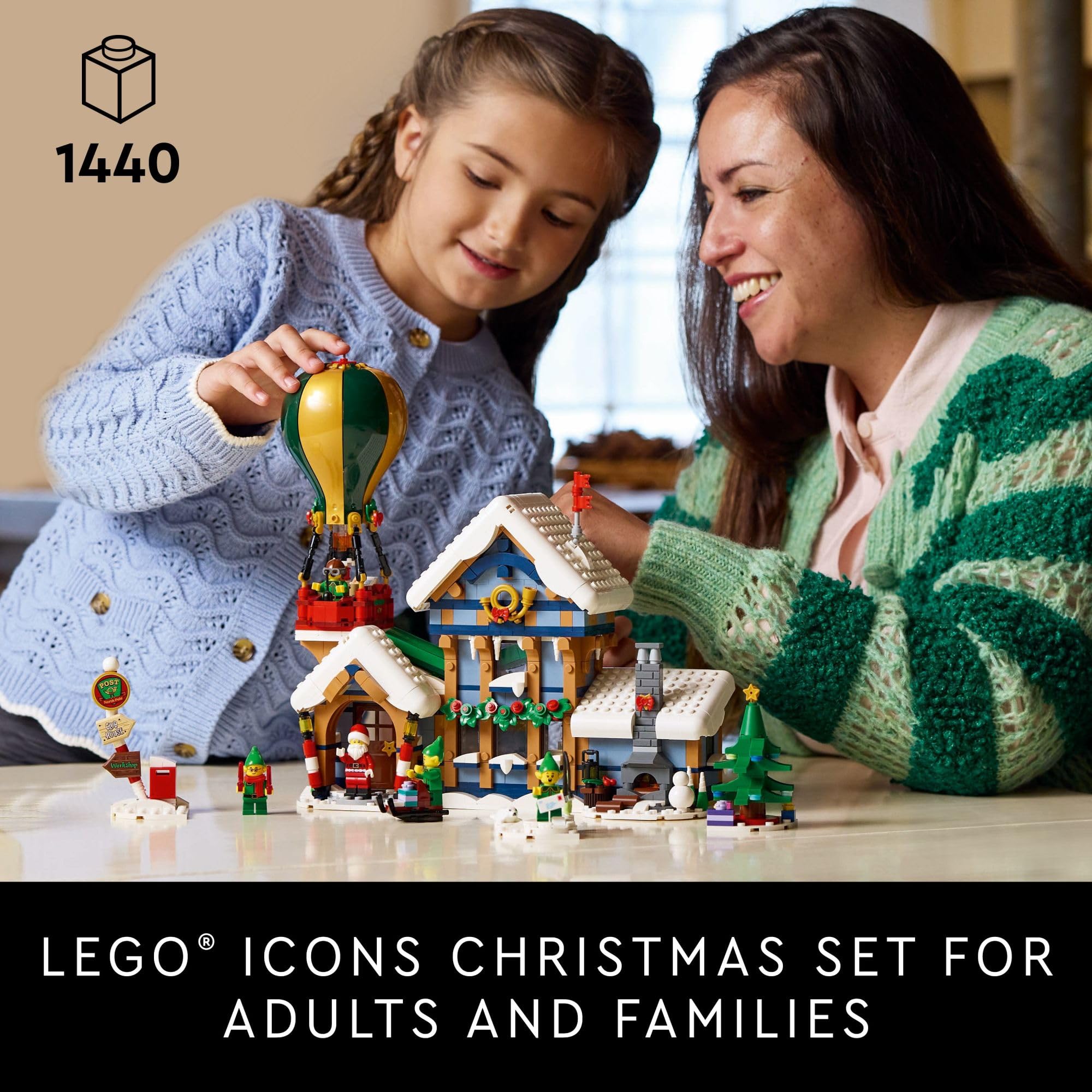 LEGO Icons Santa's Post Office Building Set for Adults - Christmas Village Decoration for Home - Includes Santa Minifigure, 4 Elves Minifigures, and More - Gift Idea for Men and Women - 10339