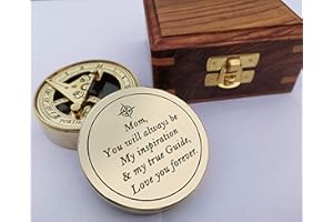 PORTHO Love You Forever Engraved Sundial Compass Gifts Keepsake with Wooden Box for Mom Inspirational and Meaningful Gift for Mother from Son Daughter Birthday Mother's Day