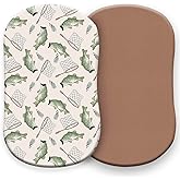 Pobibaby – 2 Pack Bassinet Sheets Boy, Bassinet Sheets Cotton for Neutral Nursery for Standard Rectangle Bassinets – Ultra-Soft Jersey Knit, Safe and Snug for Baby (Gone Fishing)