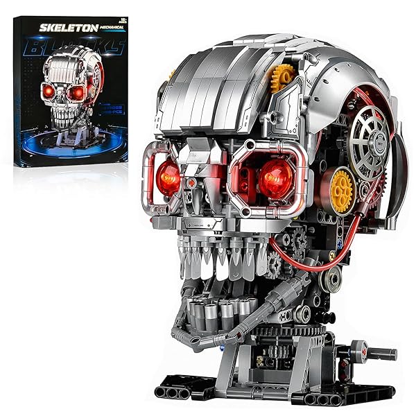 SATHIBI MECHANICAL SKULL BUILDING SET FOR ADULT,SKELETON HEAD BUILDING BLOCKS TOYS,BUILDABLE HORROR DISPLAY MODEL,COLLECTIBLE DECOR FOR HOME OR OFFICE,GIFT FOR MEN BOYS 8-14(1099PCS)