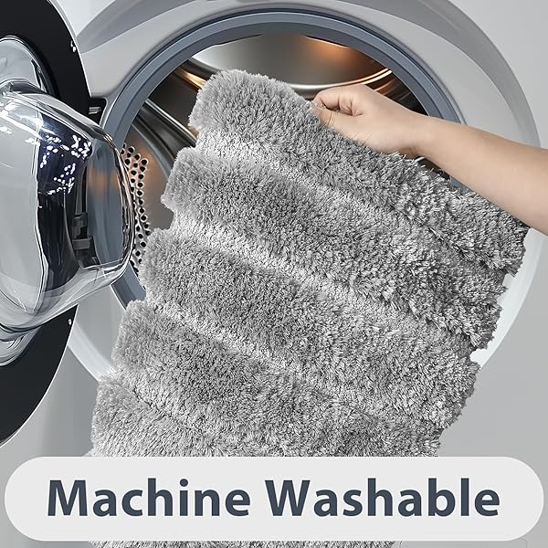 DOMUSTEX WASHABLE BATHROOM RUG 24″ X 60″, EXTRA SOFT BATH MAT, ABSORBENT AND NON SLIP BATH RUNNER RUG FOR SHOWER, BATHTUB, SINK, FLOOR