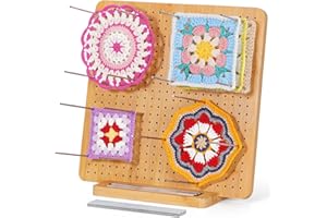 Lifewit 11.8" Crochet Blocking Board with 20 Pegs, Bamboo Granny Square Blocking Board for Knitting and Crochet Projects, Blo