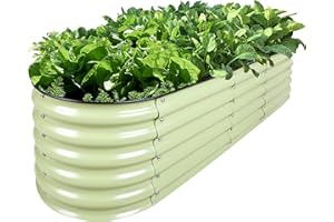 Olle Galvanized Raised Garden Bed Elevated Raised Garden Bed Metal 17" Tall 12-in-1 Grow Herbs and Vegetables Home Garden for Outdoor Backyard, Sage Green 17" Tall