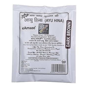 Ayu Hina Henna, Dark Brown, 25 g (Pack of 10)