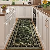 Rugcomf 2x6 Runner Rug Impressionist-Style Vintage Kitchen Rugs Non Slip Washable Soft Carpet Runner for Kitchen Laundry Bedroom Bathroom, Green