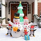 8FT Christmas Inflatable Outdoor Decorations, Snowman Penguin Christmas Tree Inflatable Courtyard Decorations, Courtyard, Garden, Lawn Winter Decorations