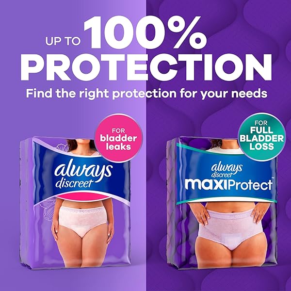 ALWAYS DISCREET ADULT DIAPERS FOR WOMEN, INCONTINENCE UNDERWEAR, POSTPARTUM ESSENTIALS, DISPOSABLE BRIEFS, MAX ABSORBENCY, BLADDER LEAK PROTECTION, LARGE, 28CT