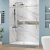 DELAVIN 60" W x 72" H Stainless Steel Frameless Shower Door, SGCC Tempered Clear Glass Shower Door with Handle, Sliding Showe