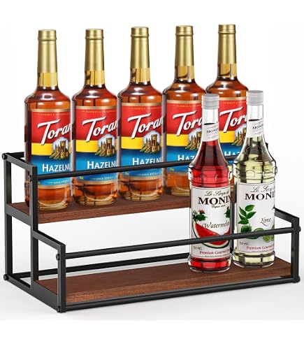 IEEK 2-Tier Acrylic Syrup Rack Organizer - Holds 6 Bottles, Countertop Stand For Coffee Bar, Wine, Or Kitchen Condiments