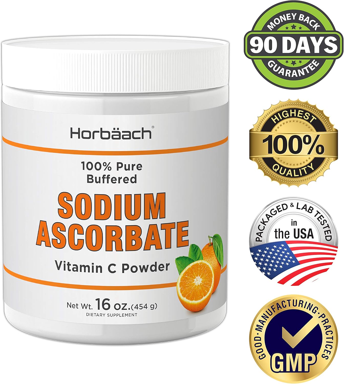 Sodium Ascorbate Vitamin C Powder 16oz Vegetarian, NonGMO, Gluten