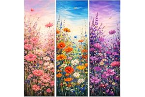Wild Flower Diamond Art Kits for Adults, 5D Full Drill Floral Diamond Painting Kits for Beginners, Colorful Gem Art for Adult
