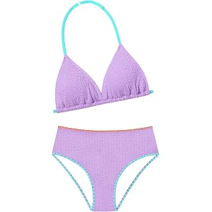 TALLWH Girls Swimsuit Two Piece Bathing Suit for Teen Girls Backless Halter Bikini Set Clasp Straps Swimwear for 7-16 Years