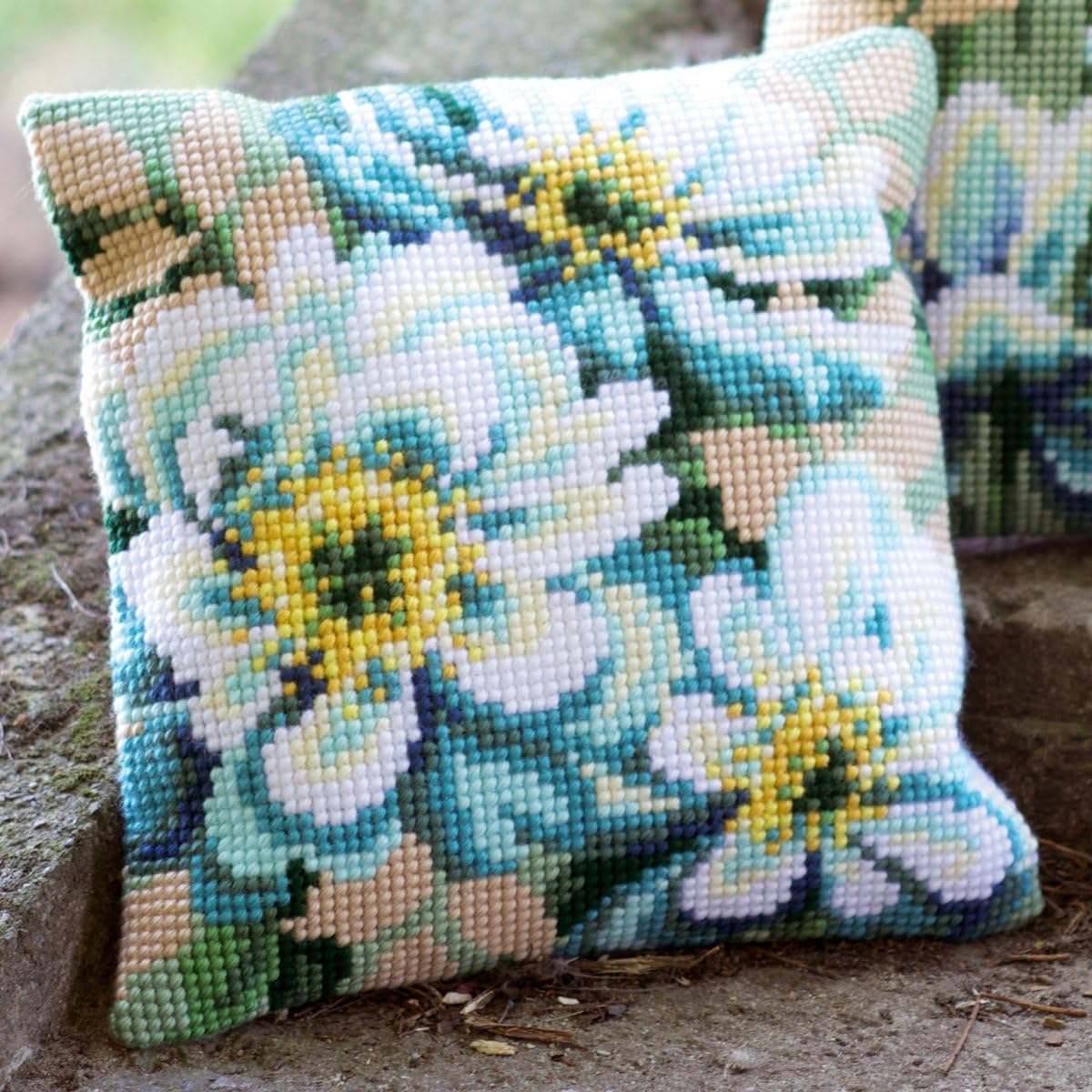 Vervaco Japanese Anemones II Cross Stitch Cushion, Multi-Colour, 40 x 40cm, 16 x 16in