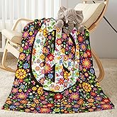 Abucaky Hippies Peace Sign Fleece Throw Blanket Ultra Soft Cozy Decorative Flannel Blanket for Home Bed Couch Chair Travel 40x30in