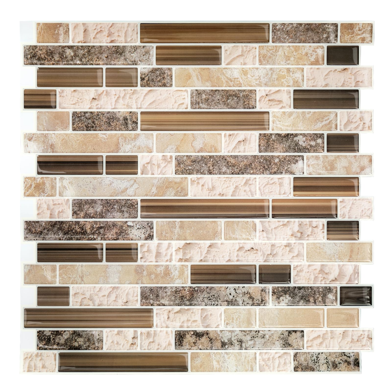 Photo 1 of Yipscazo 10 Sheet 12''x12'' Peel and Stick Backsplash Tile for Kitchen, Self-Adhesive Stick on Backsplash Laundry Bathroom Textured Vinyl Sticker Wall Tiles Smart Tile in Sandstone