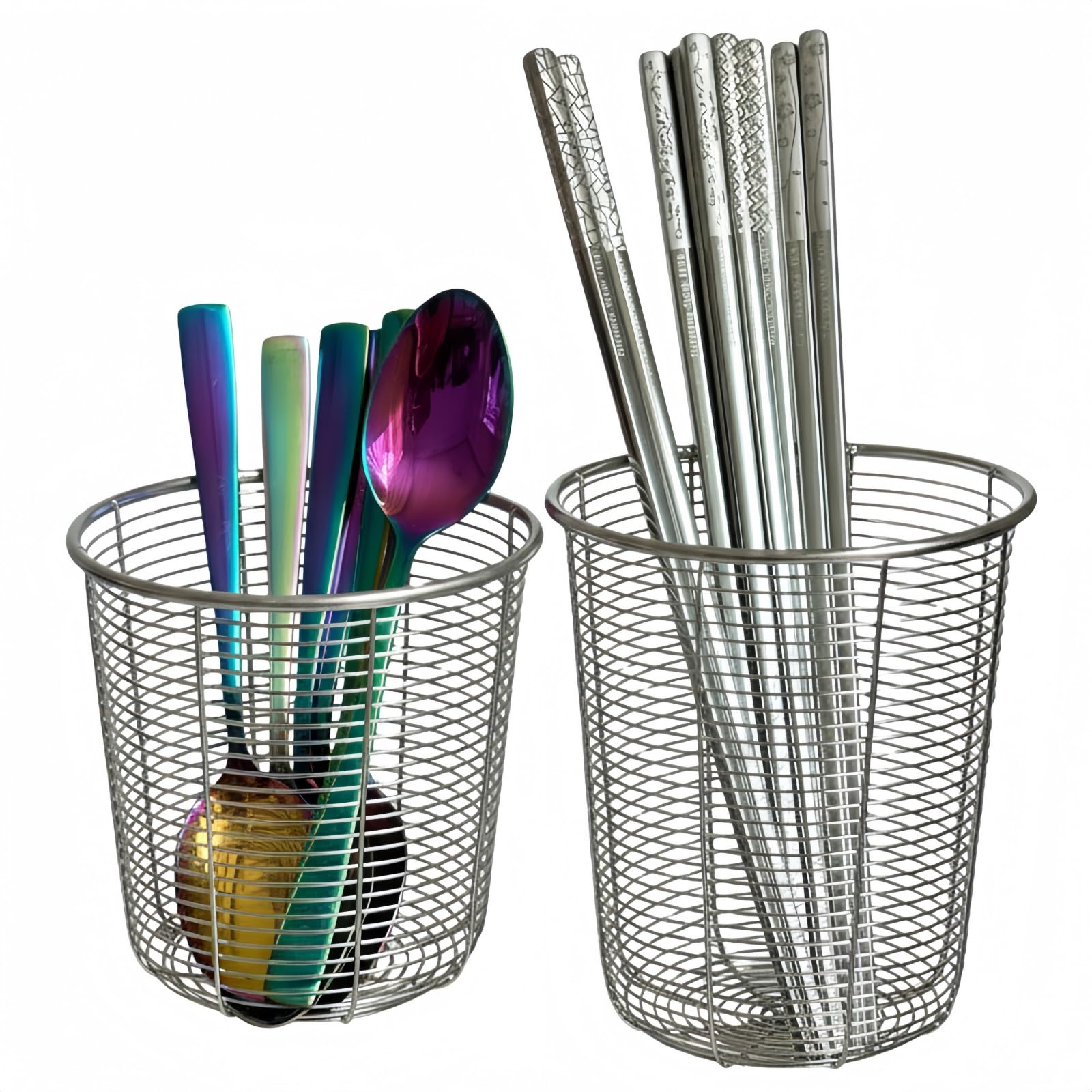 View 1 of 2-Pack Dishwasher Chopsticks Holders, 18/8 Dishwasher Mesh baskets for Silverware Washing, Drying, Utensils Cutlery Organizers for Small Items, Dishwasher Safe