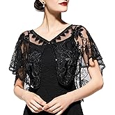 YESSA Women's 1920s Shawl Wraps,Sequin Flapper Evening Shawls for women Gatsby Accessories for Harlem Night