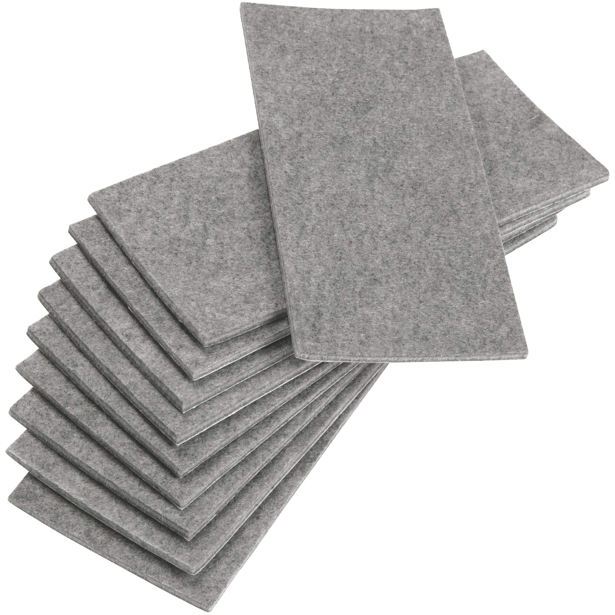 Adsamm® / 10 x self-adhesive Felt Sheets/Grey / 3.15x7.09'' (80x180 mm) / rectangular / 0.138'' / 3.5 mm thick stick-on furniture felt glides/Furniture & Chair Glides
