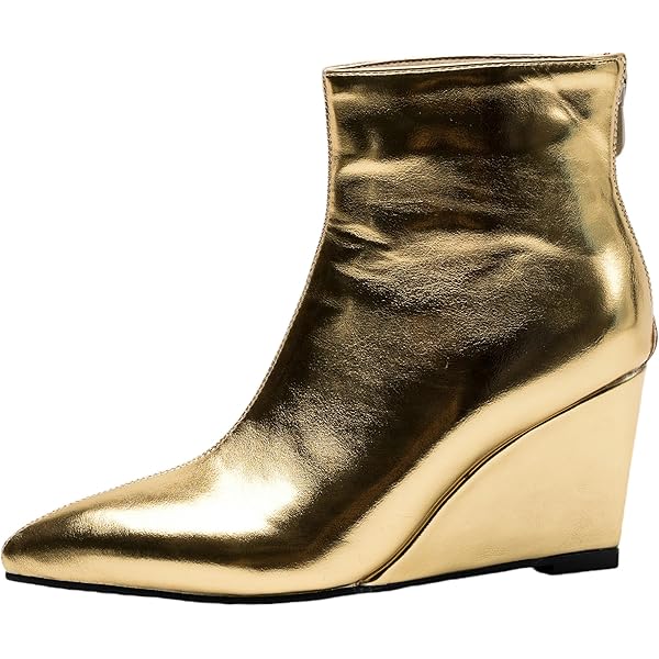 Amazon.com | DEVILEYEZE Women's Patent Leather Wedge Heel Ankle