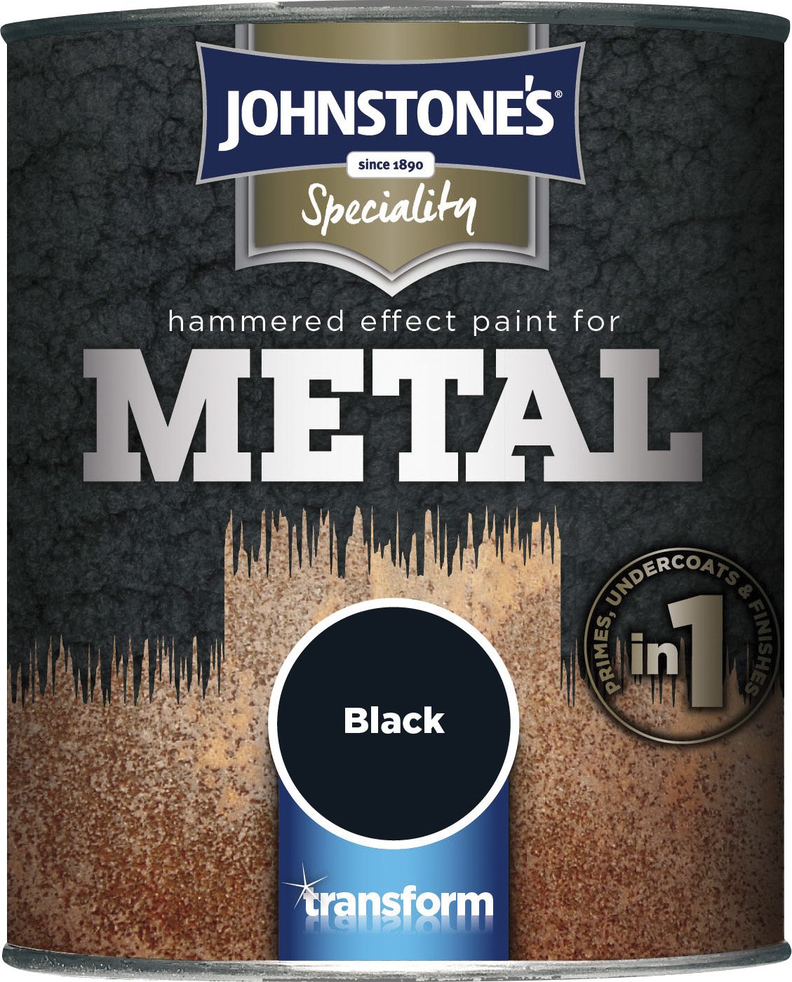 Johnstone's - Speciality Hammered Effect Paint - Black - Tough & Durable Paint - Suitable for All Metal Surfaces - Long Lasting Protection - Coverage per Litre 7m2 - 750ml