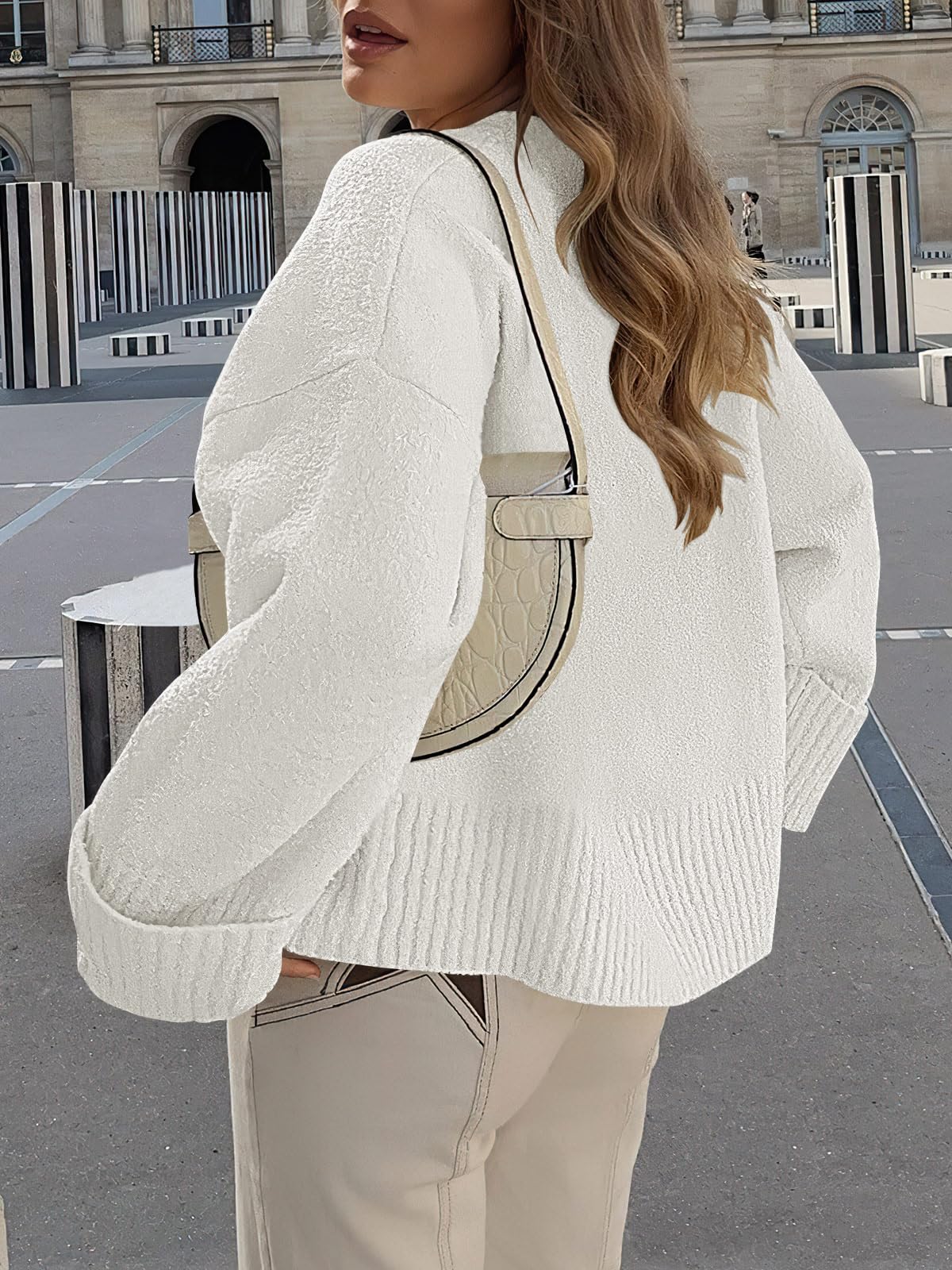 ANRABESS Women's Oversized Sweaters 2025 Long Sleeve Fuzzy Knit Casual Chunky Pullover Sweater Fall Outfits Clothes