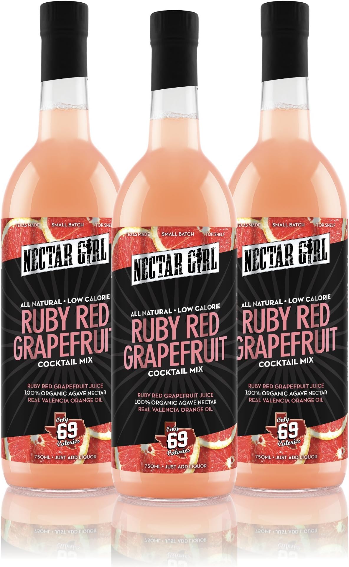 Nectar Girl All-Natural Low Calorie RUBY RED GRAPEFRUIT Mixer, 3 PACK