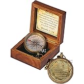 Trust in The Lord with All Your Heart -Proverbs 3: 5-6 Quote Engraved Compass with Wooden Box, Camping Compass, Graduation Day, Religious Gifts, Catholic Gifts for Christmas.