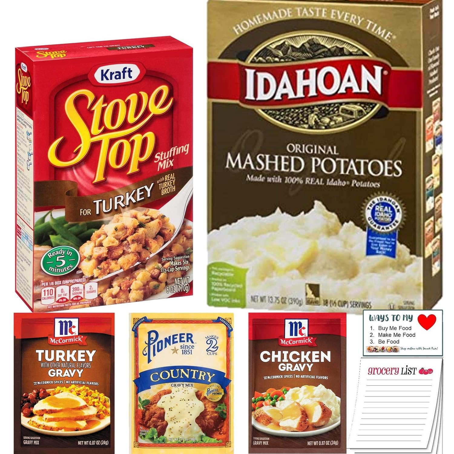 Instant Mashed Potatoes Stuffing and Gravy Variety Pack of
