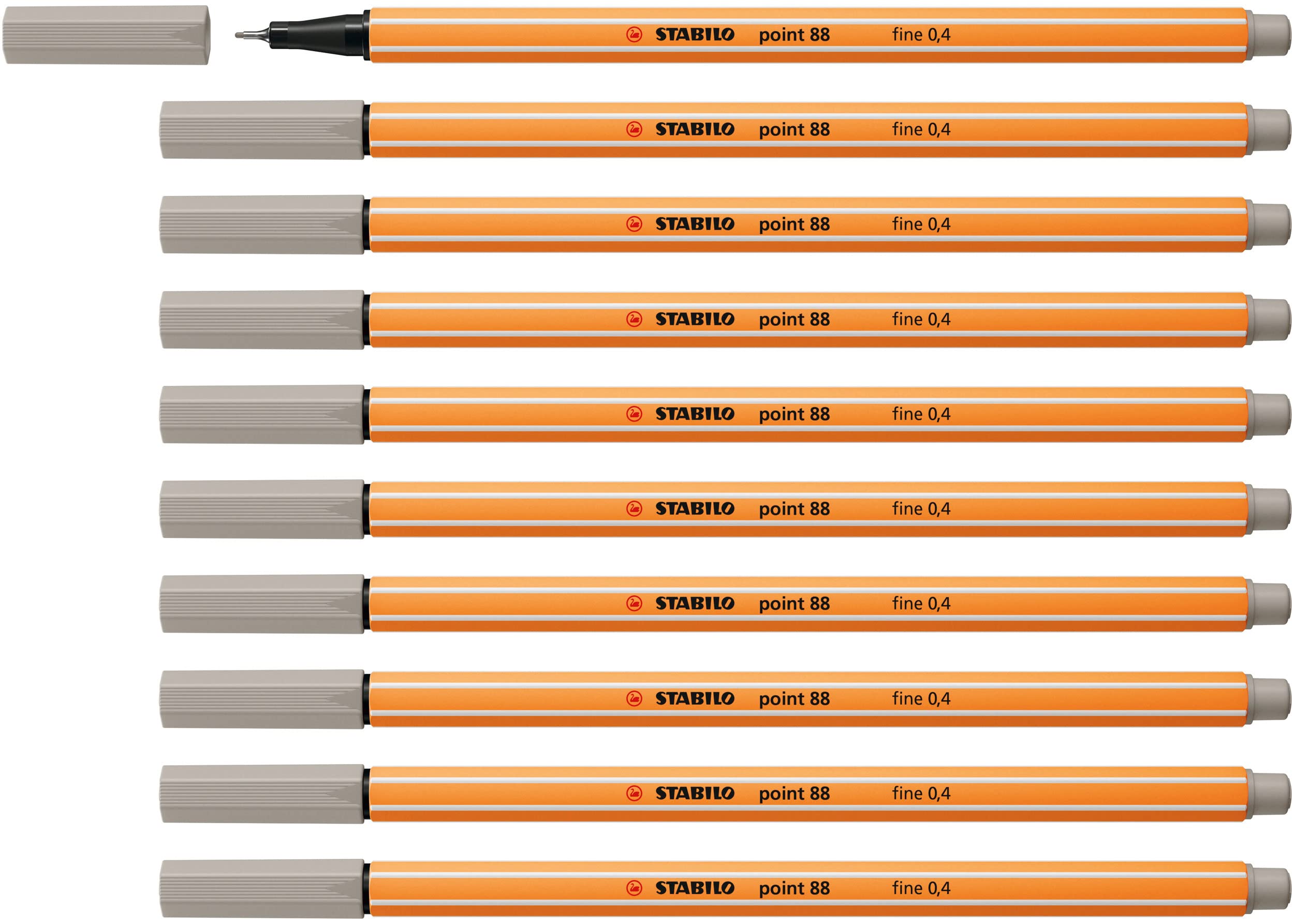 STABILO point 88 - Fineliner - Pack of 10 - Warm Grey