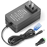 ALITOVE 24V 3A Power Supply 72W AC Adapter Power Cord 100-240V 50-60Hz to DC 24 Volt 3 Amp Transformer 2A 1A Converter 5.5x2.5/2.1mm DC Barrel for LED Strip Module Light, CCTV Camera System, 6.2FT