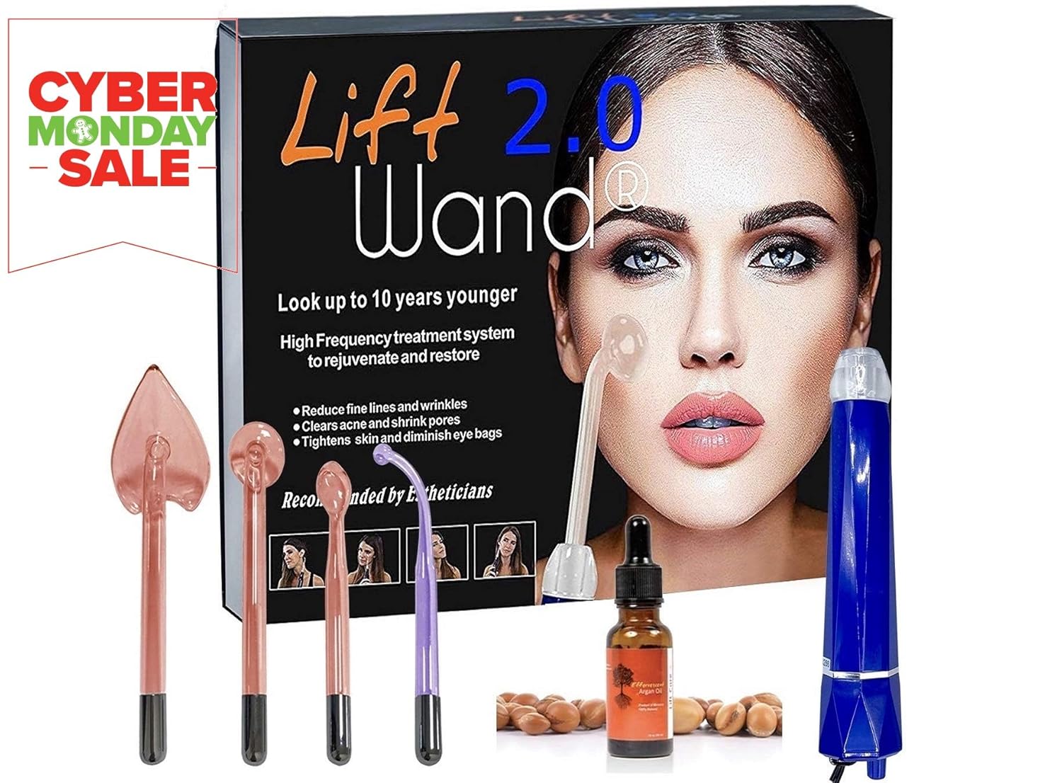 Lift Wand High Frequency Premium Anti Aging device, Eliminates Wrinkles, Skin Tightening, Acne, Dark Circles, Blemish Remover