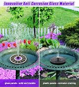SZMP Solar Fountain 3.5W Glass Panel 7 Nozzles Bird Bath Water Feature Outdoor view 3