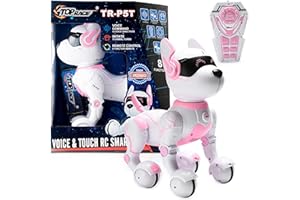 Top Race Pink Robot Dog - Remote Control Toy with Touch Function - Interactive Smart Pet with Voice Commands, Dancing, Animal Sounds - Robotic Puppy for Kids, 3 Years Up
