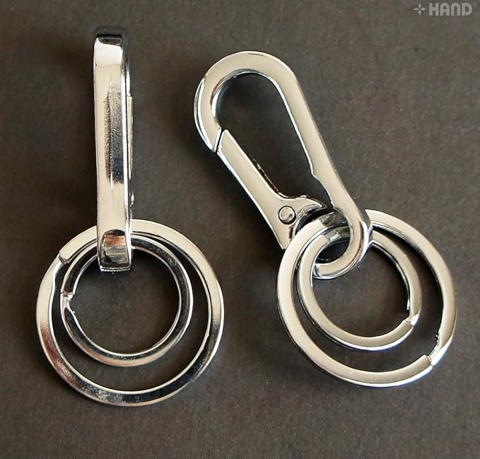 816 Solid All Metal Double Key Rings & Buckle Pack of 2