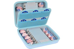 GWCASE Dart Case for 16 Steel and Soft Tip Darts, Carrying Storage Holder Fits for Tips, Shafts, Flights (Box Only)-Blue