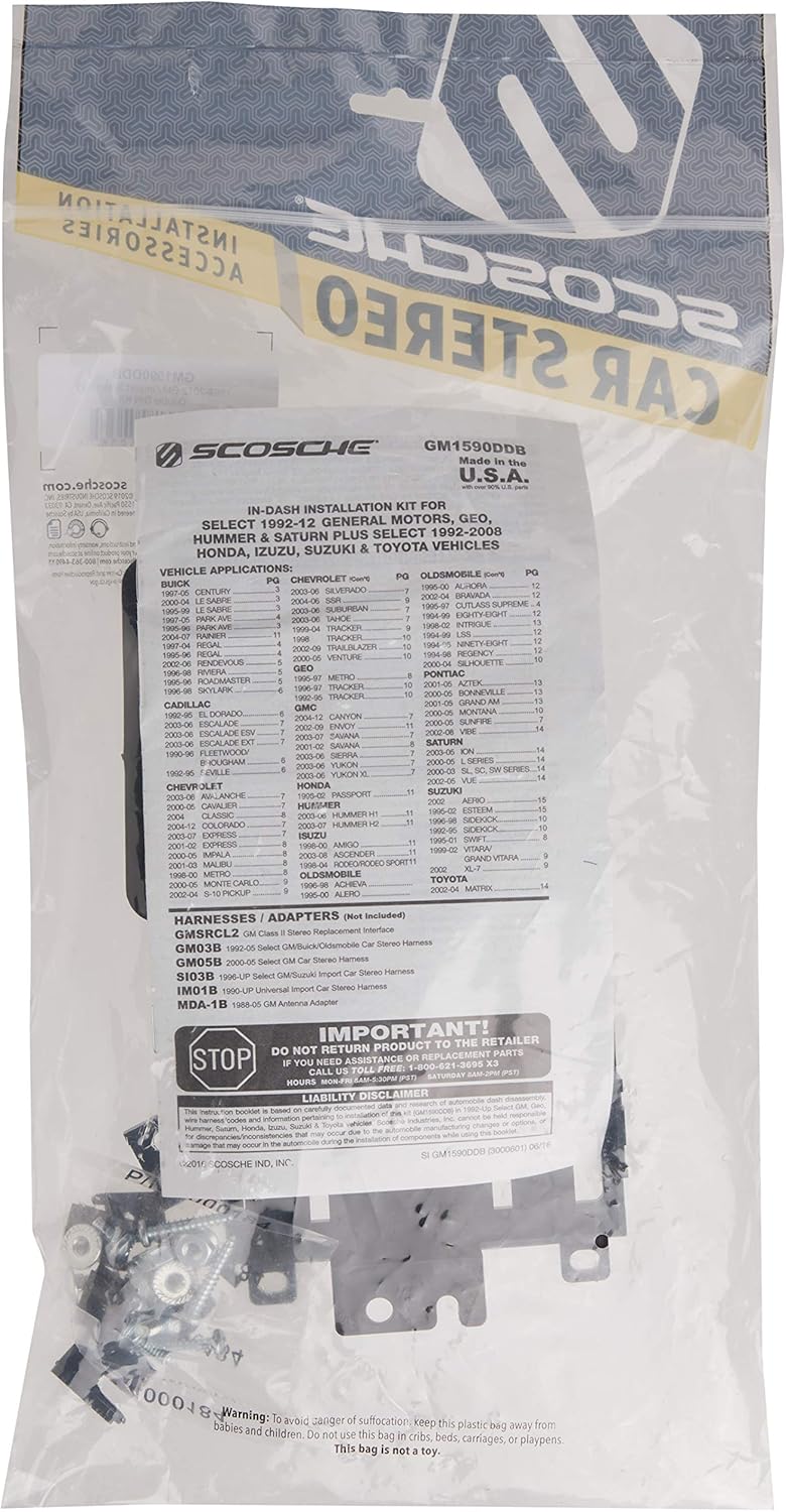Scosche GM1590DDB Double DIN Dash Kit for Select 1992-Up GM & Select 1992 - 2008 Honda/Isuzu/Suzuki: Car Electronics