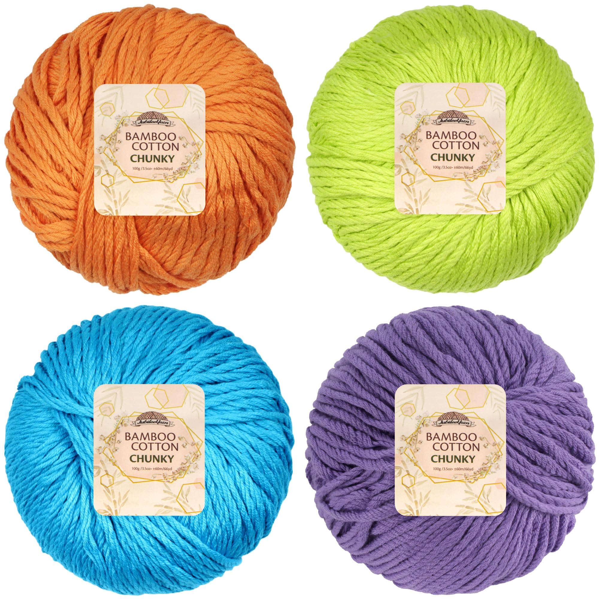 JubileeYarn Bamboo Cotton Chunky Yarn - 100g/Ball - Shades of Tropical - 4 Balls