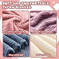 Newwiee 4 Pcs Flanne Fleece Throw Blanket for Bed