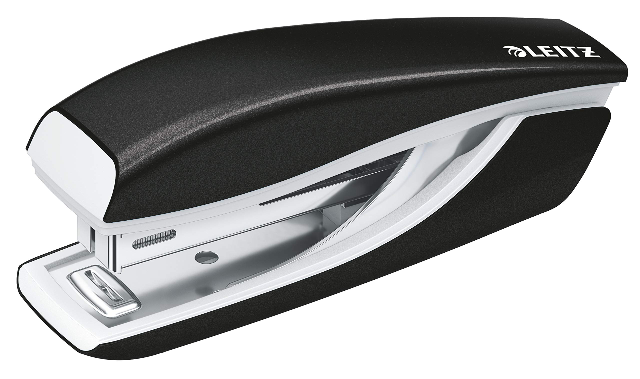 Leitz Mini Stapler, 10 Sheet Capacity, Ergonomic Metal Body, Includes Staples, WOW Range, 55281095 - Black