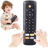 KIRALUMI Baby Remote Control Toy, 3 Languages, Lights &amp; Sounds, 6M+, Black | Realistic pretend TV remote for babies who grab the family remote, numbers in English, Spanish and French, adjustable volume
